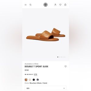 Tory Burch Double T Sport Slide size  8 1/2 NEVER worn